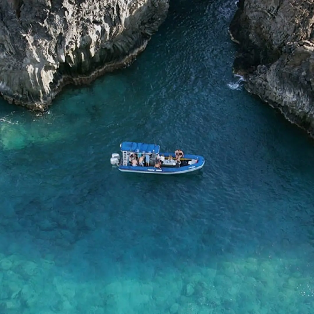 Boat near the Sea Caves of Maui